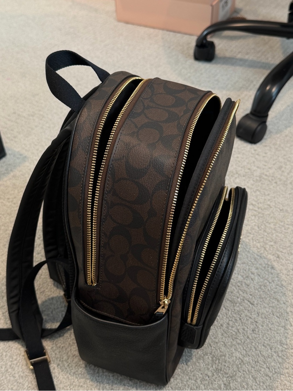 Coach Brown Signature Mini Backpack with Black Trim - Picture 12 of 13